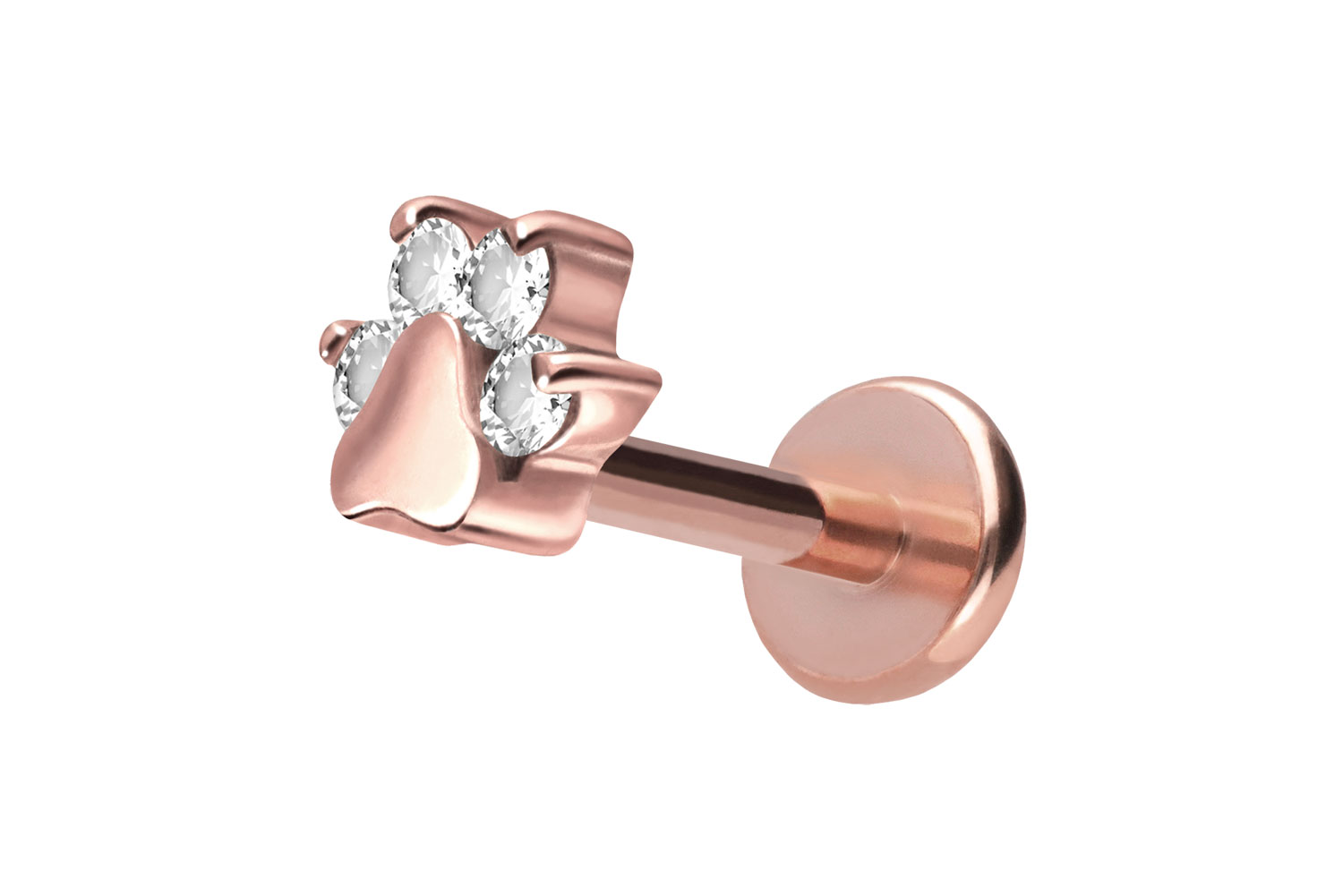 Titan Labret Piercing mit Push Fit KRISTALLPFOTE